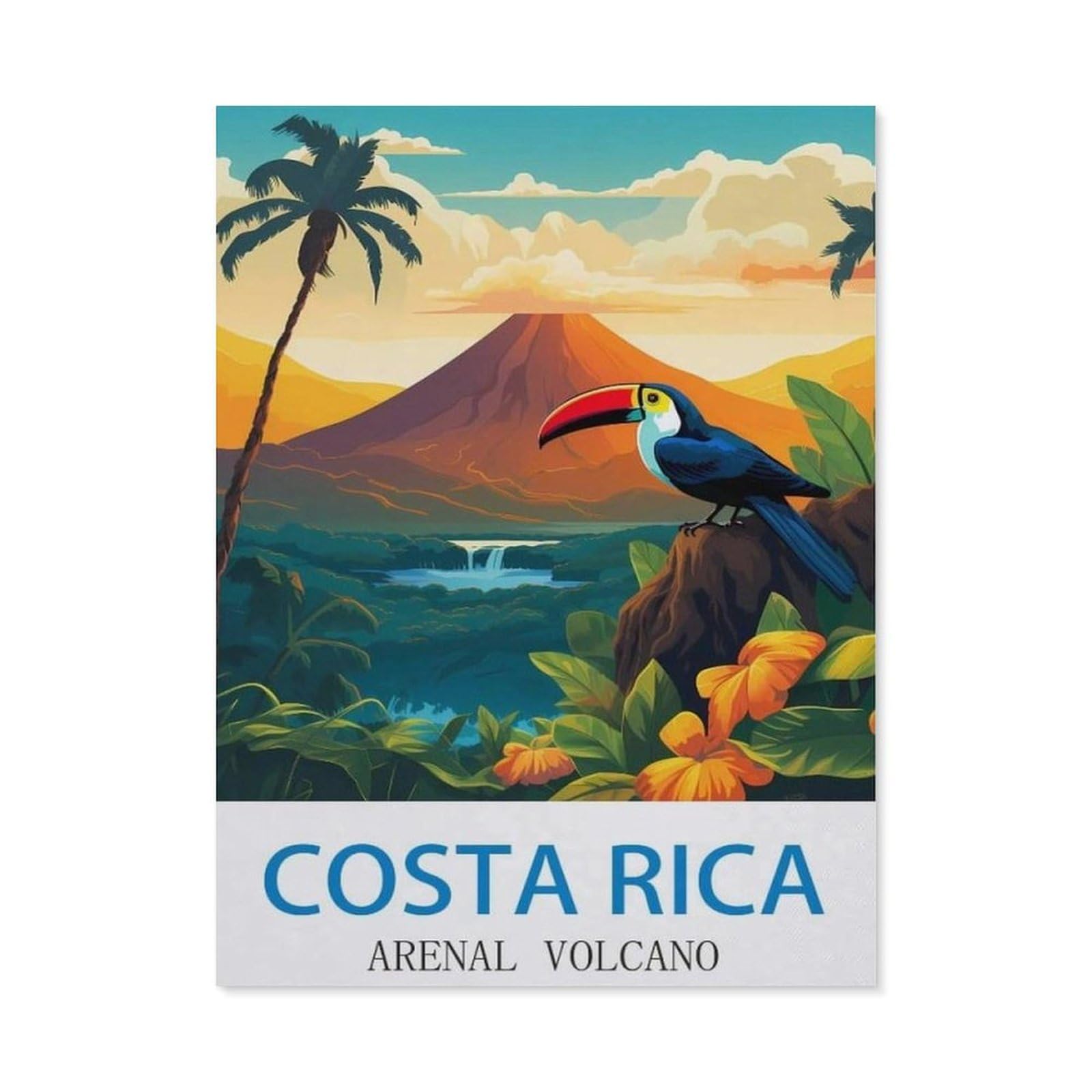 Vintage Metal Tin Sign，Costa Rica Arenal Volcano(15x30cm）