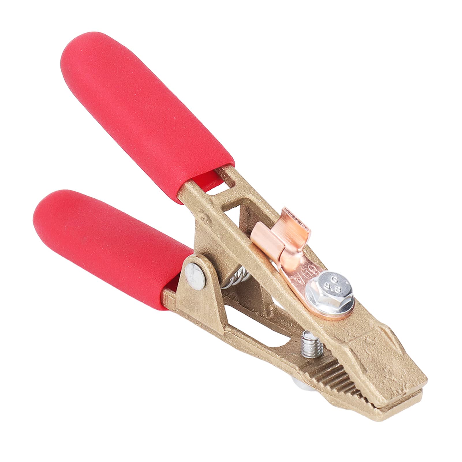 Electric Grounding Clamp, Earth Wire Clamp Multifunctional 260A 40mm Opening Brass with Insulation Sheath for Argon Arc Welding(Red Cover)