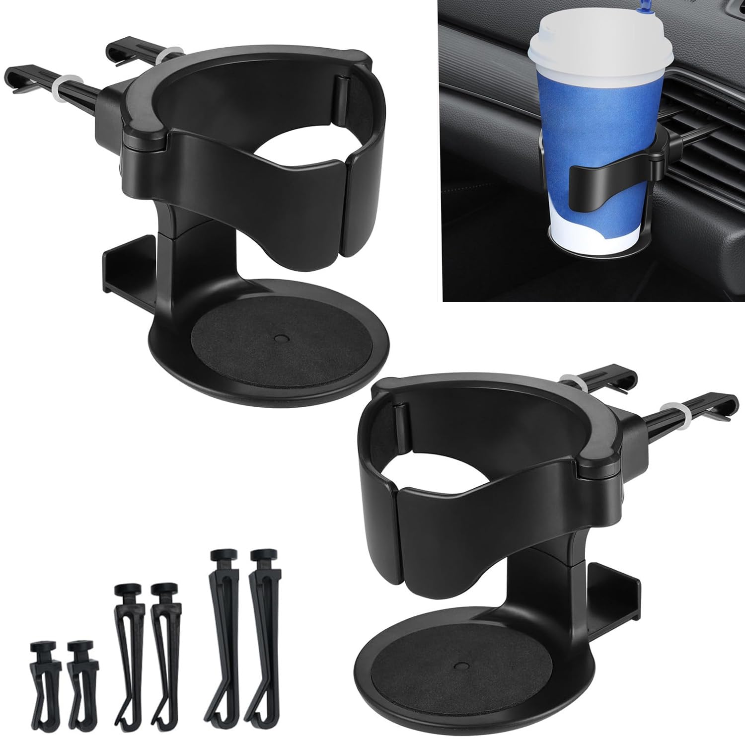 Car Cup Holder, 2-Pack Air Vent Drink Holders, Universal Car Drink Holder for Bottles, Cans, and Cups, Adjustable and Easy to Install Car Accessories for a Safe and Convenient Drive