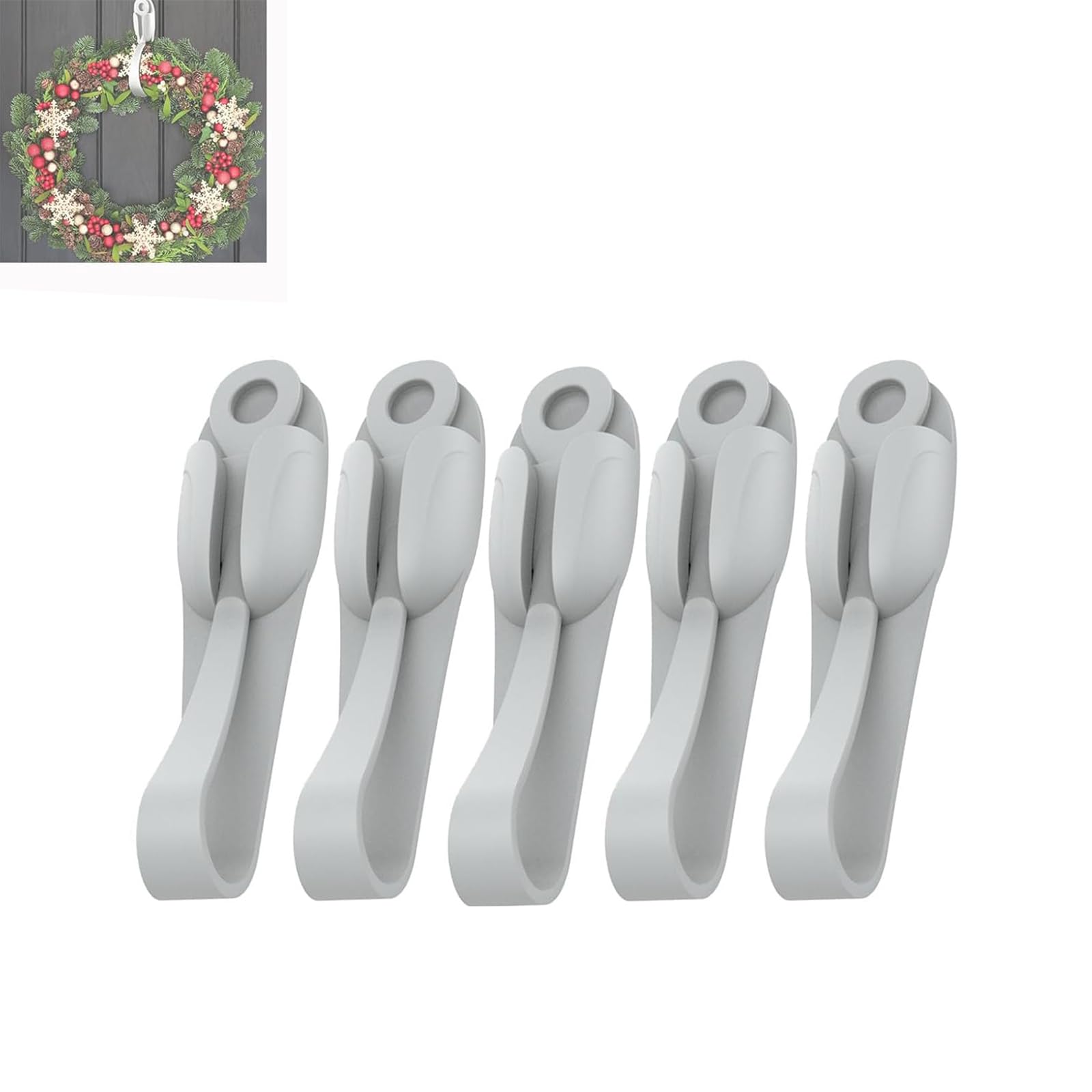 Llelemamo Grey Wall Mounted Punch-Free Adhesive Removable Cord Holder Organizer, Command Cord Bundlers For Garland, Cord Organizer, No Tools Cord Bundlers For Hanging Electrical Cables (5Pcs,)