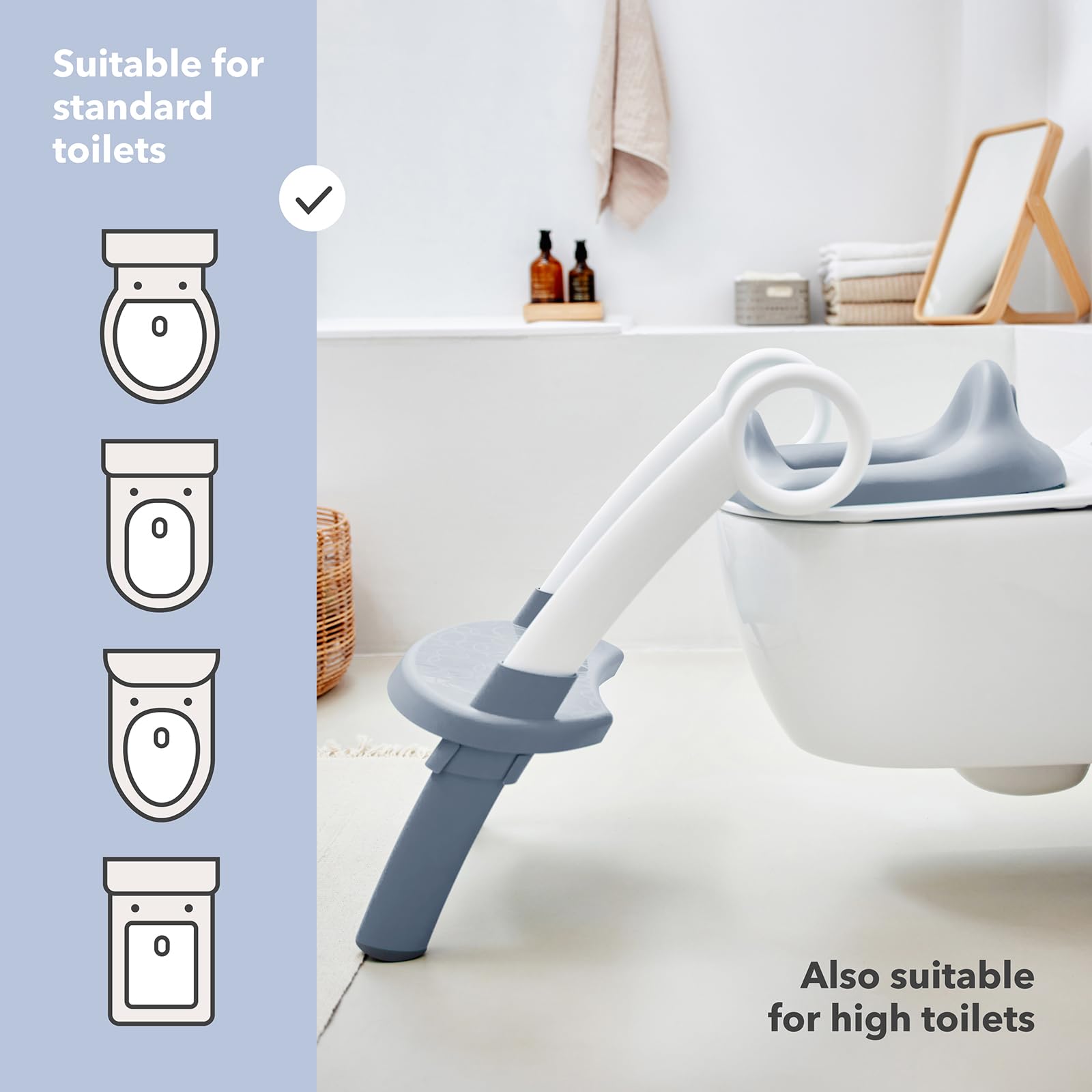 Rotho Babydesign TOP toilet trainer - sedile per wc con scaletta, antiscivolo e regolabile in altezza - vasino trainer per bambini, pieghevole, comodo e facile da pulire, blu