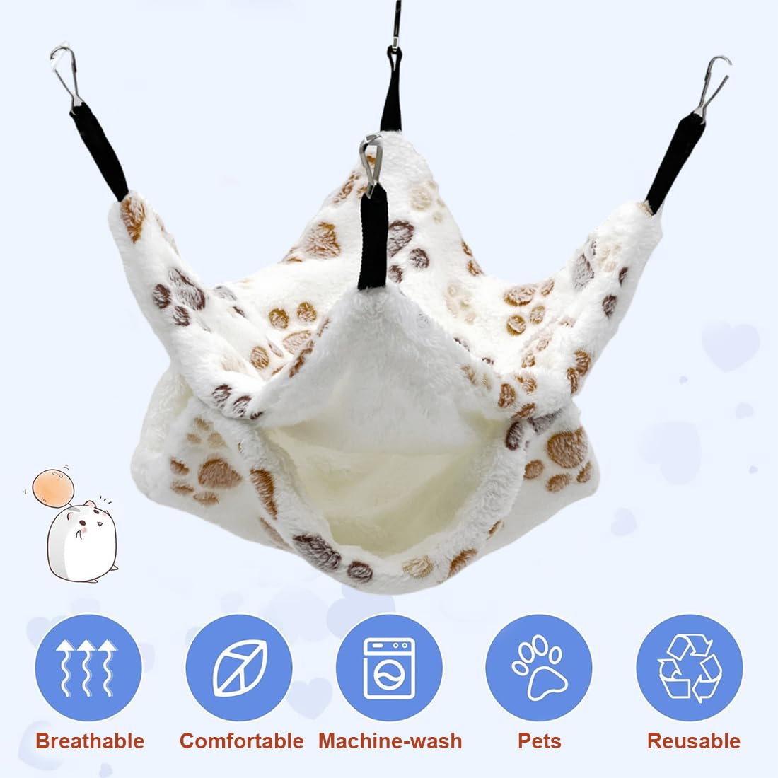 WeddHuis 1 Pièce Hamac pour Cobaye pour Ratons laveurs Petits Animaux Doux Chaud Flocon de Laine Animaux de Compagnie Accessoire de Cage Hamac pour Petits Animaux pour Dormir Hamster (Étoile)