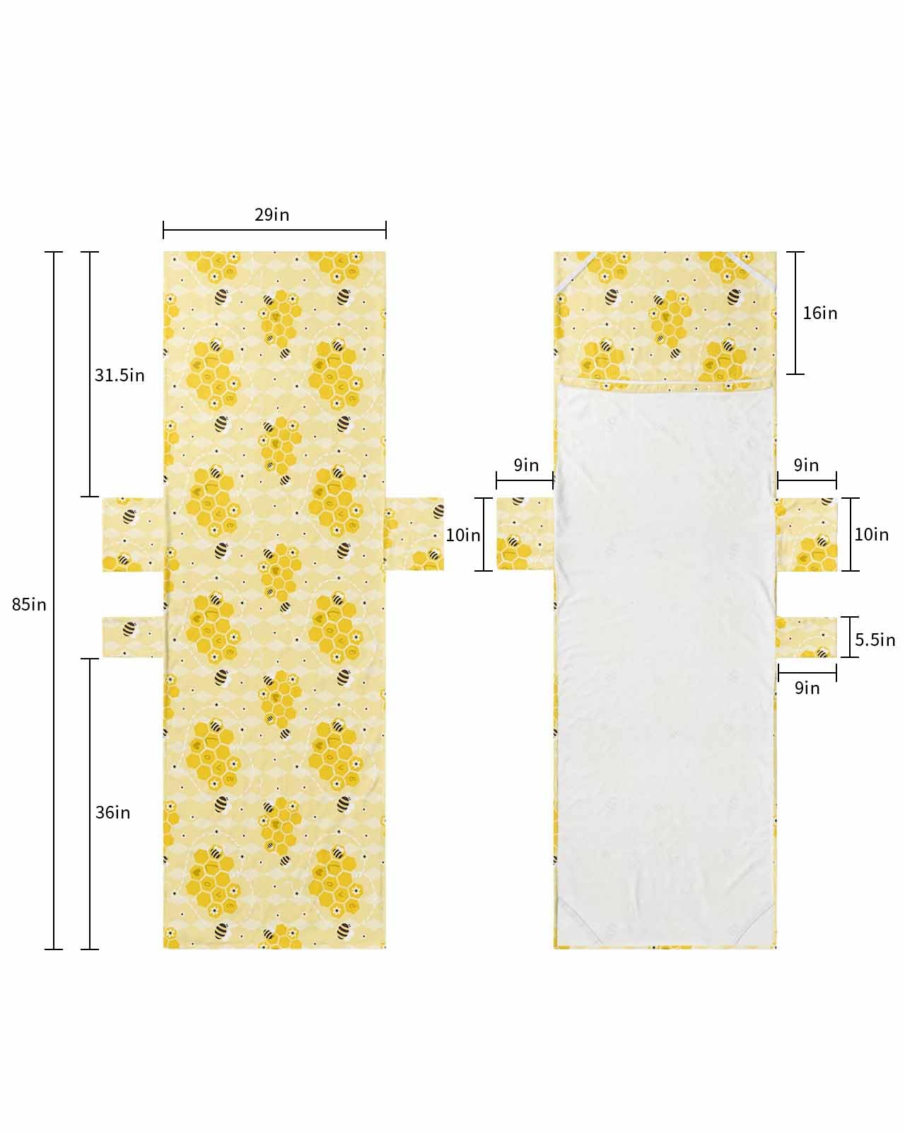 Yellow Bee Beach Lounge Chair Towel Cover, Soft Chaise Lounge Towel with Side Pockets Patio Pool Chairs Cover for Beach/Pool Sunbathing 29x85 Honey Floral Flower Spring Summer Geometric