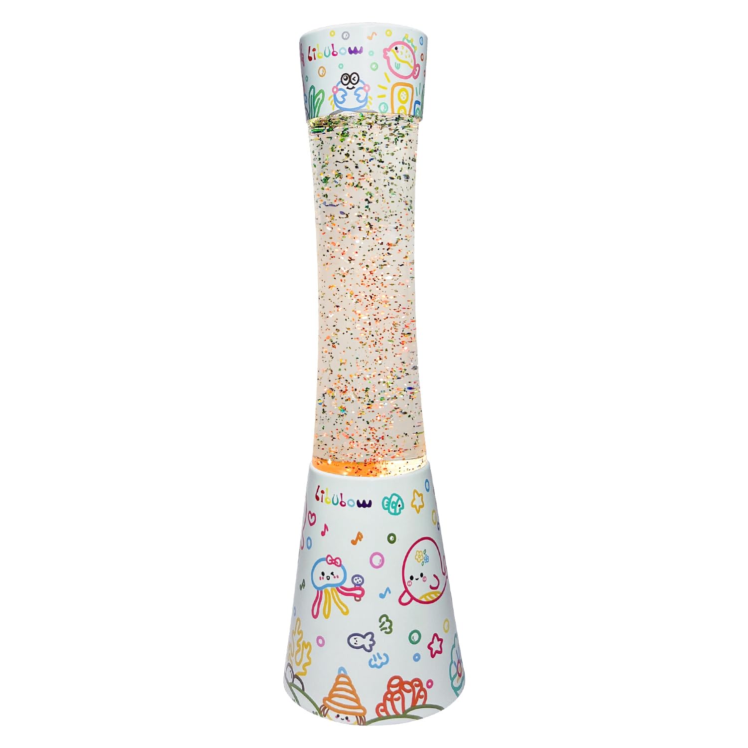 15.5 Inch Beautiful Music Party Rainbow Glitter Lamp, 2pcs Bulbs, Starry Night Light, Birthday Present for Girls, Kids, Adults and Teens, Mood Lighting, Home and Room Decor, Calming Rainbow Lamp