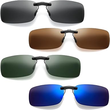 LJCZKA Clip Occhiali da Sole Polarizzati Uomo Donna, Clip da Sole per Occhiali da Vista con Flip Up Protezione UV400 Aperto Guida Pesca