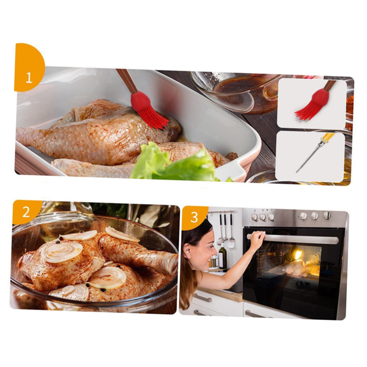 STOBAZA Complete Turkey Baster Kit Baster Brush Injector Seasoning Tube Heat Resistant Silicone Dripless Bbq Tool
