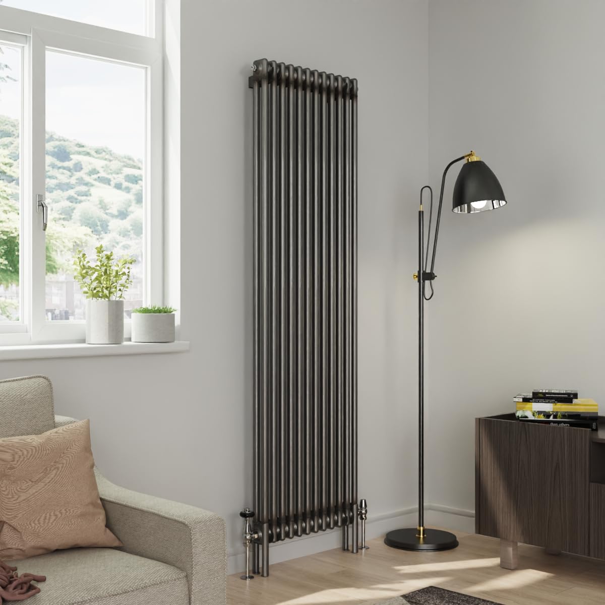 Warmehaus Raw Metal 1800X560mm Traditional Vertical Radiator Double Column Cast Iron Style Panel Radiator Central Heating
