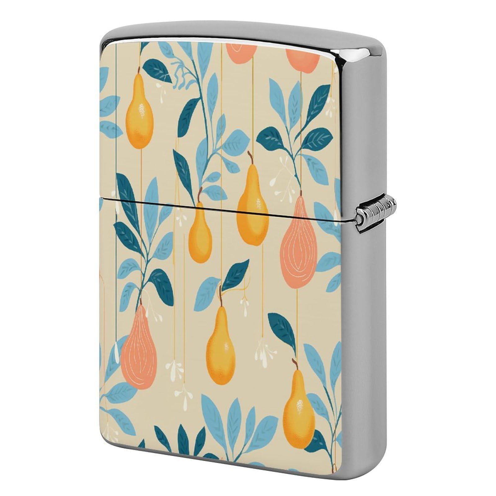 Fekiloot Style Pears And Leaves Lighter Case Cover Metal Lighter Case