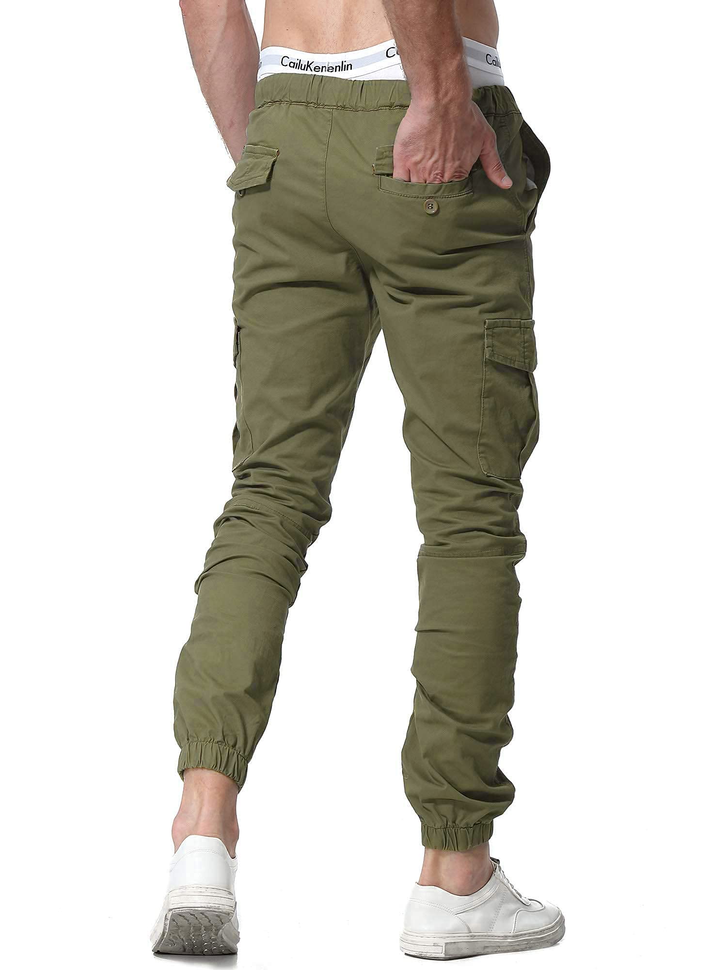 Zoerea Pantaloni Uomo Lunghi con Coulisse Tasche Laterali Maschio Cargo Pants Casual Sport Trousers