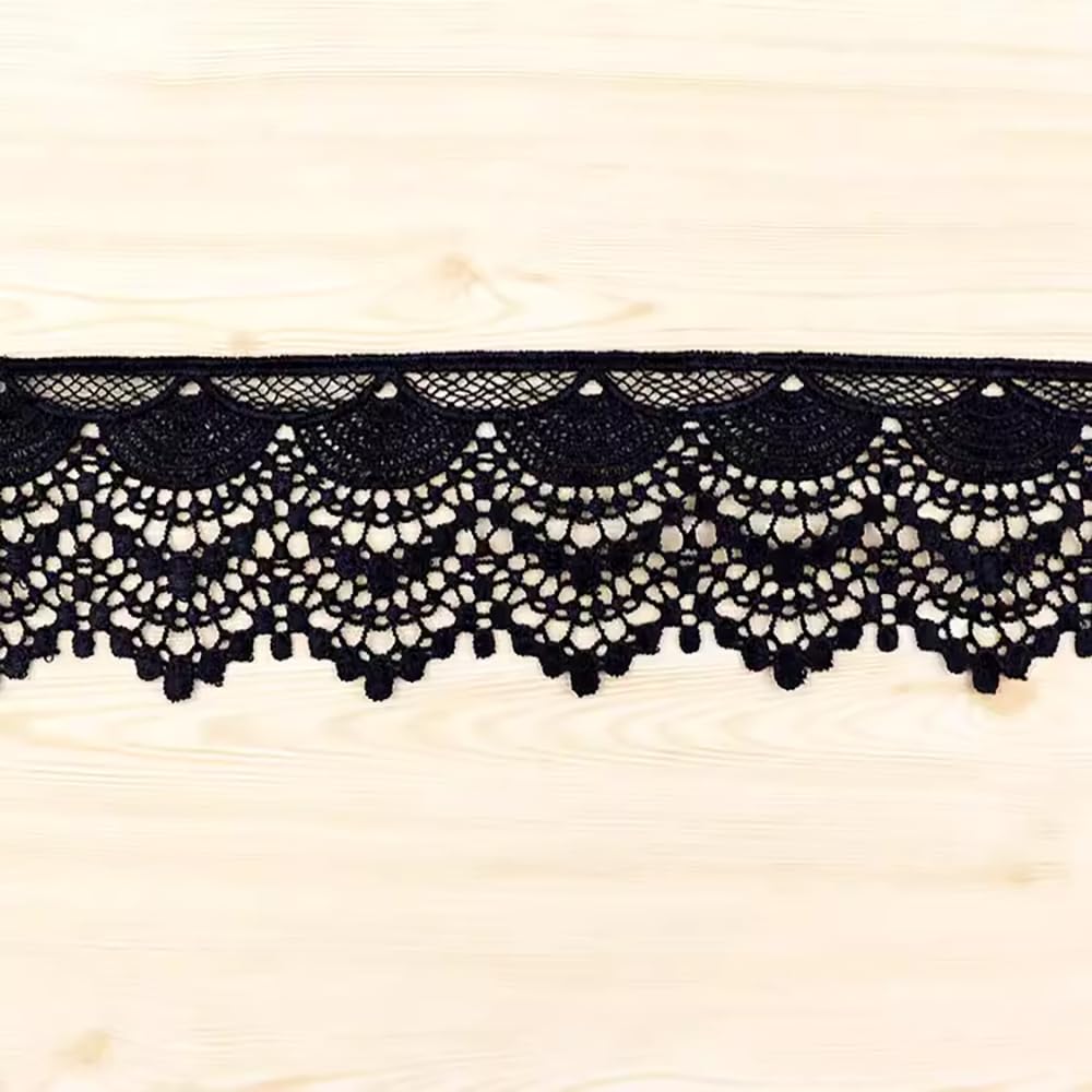 Spitzenband 9cm Breit 3m Lang - Vintage Häkelspitze Schwarz Für Nähen & Deko