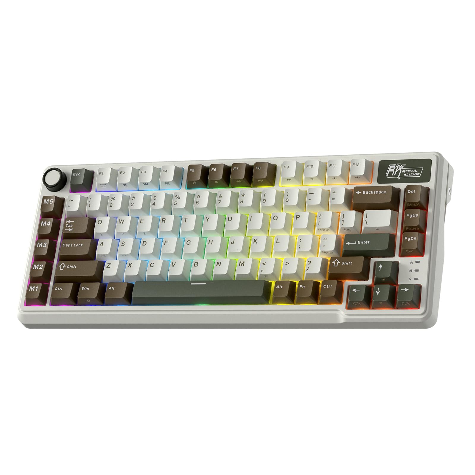 RK ROYAL KLUDGE L75 Gasket Mount Mechanical Keyboard w Knob Macro Keys Touchable Nameplate Tri-Mode 75 TKL Wireless