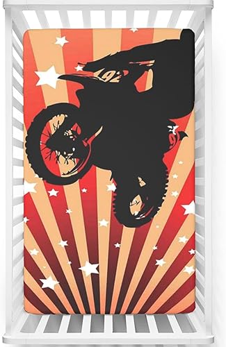 Sábanas bajeras ajustables con temática de motocross, sábanas portátiles para cuna, suaves y elásticas, sábana bajera para colchón de cuna o sábana