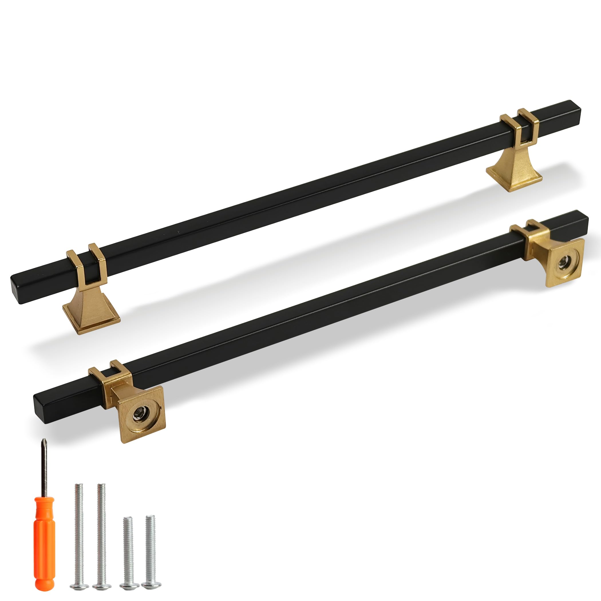 Tiradores de gabinete negro mate y dorado para renovar los armarios de tu cocina en pack de 10