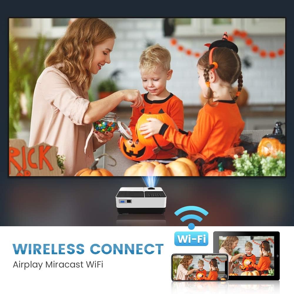 🔥 Flаѕh Sаlе Wsky WiFi Mini Projector, Best Portable Projector for Outdoor Movies, 7500 Lux, Full HD Outdoor Movie Projectors, Wireless Mirroring, for iPhone, Android, Laptops, PCs, Windows Player