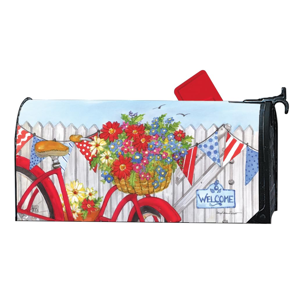 Décoration extérieure pour boîte aux lettres Studio M MailWrap floral rouge blanc bleu