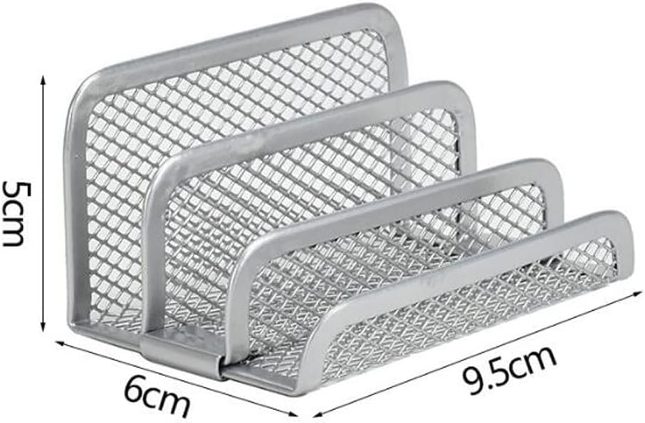 Hoshen Three Layer Metal Mesh Business Card Holder, Desk Business Card Display Holder (Silver, 2 Pack) - Image 3