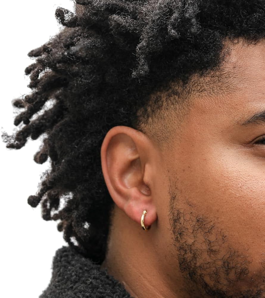 Solid 14k Yellow Gold Plated 925 Sterling Silver Post Small Trendy Cool Lightweight Little Thin French Lock Hoop Earring for Men Women Cartilage Hypoallergenic Huggie Hoops Earrings