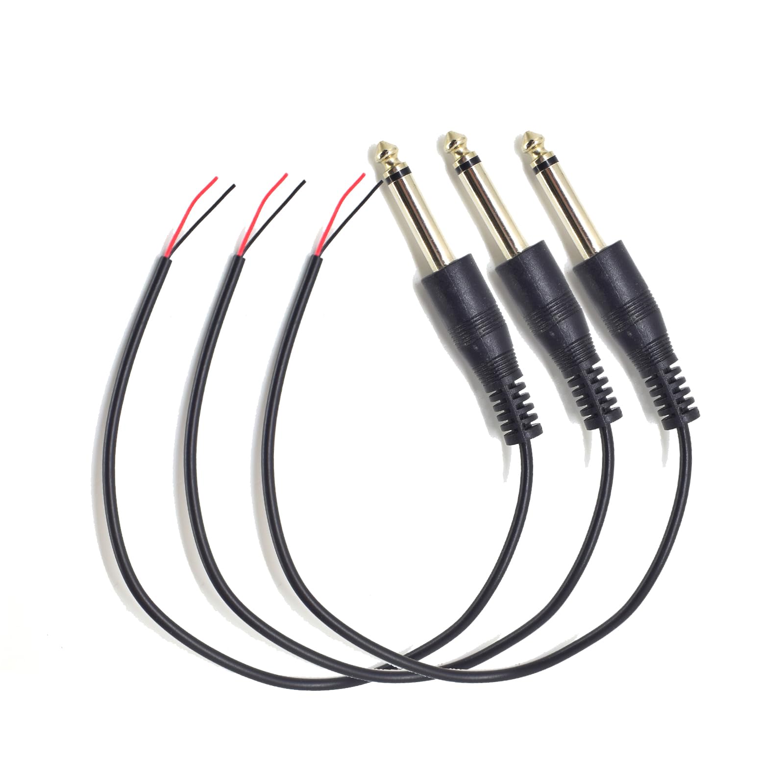 3 connettori maschio da 0,3 m con estremità aperta da 6,35 mm, cavo per altoparlante da 6,35 mm a AUX 1/4 TS, cavo di ricambio per cavo jack a 2 poli