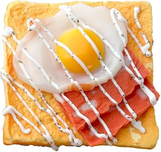 1Pcs Artificial Fried Egg Toast Simulation Bread Model Bakery Photo Props Showcase Prop Fake Toast Kitchen Props Toast Decor Fake Bread Pu Toast Model Home Supplies (Egg Toast)