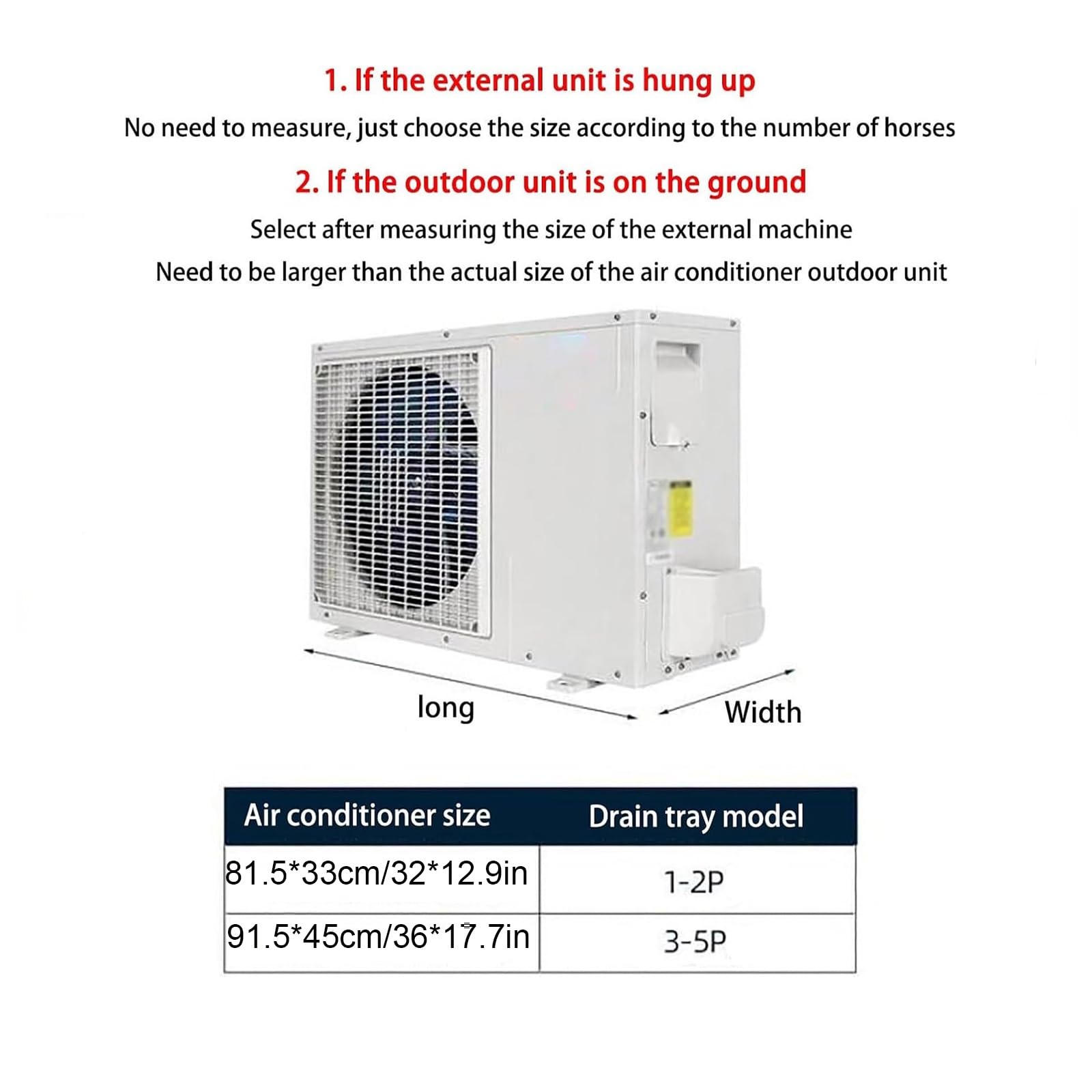 Bac D'égouttement du Climatiseur Fabriqué en PVC ，Tuyau de 200 Cm, Compatible avec Les Climatiseurs Split Intérieurs(91.5 * 45 * 2.5cm/36 * 17.7 * 0.9in)