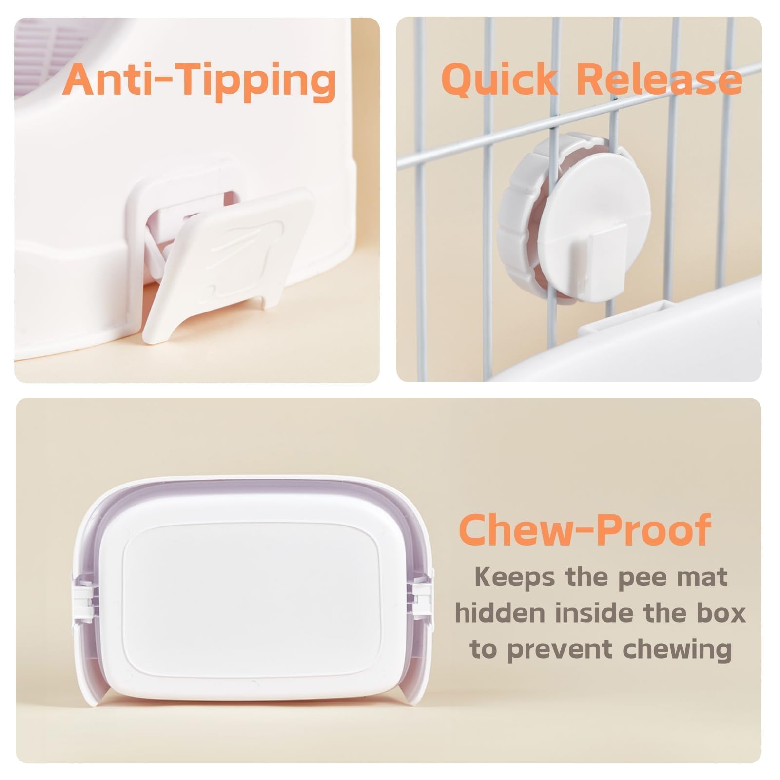 Lettiera Per Conigli E Piccoli Animali - Vassoio Rettangolare Staccabile Con Griglia, Colore Rosa - Foto 12