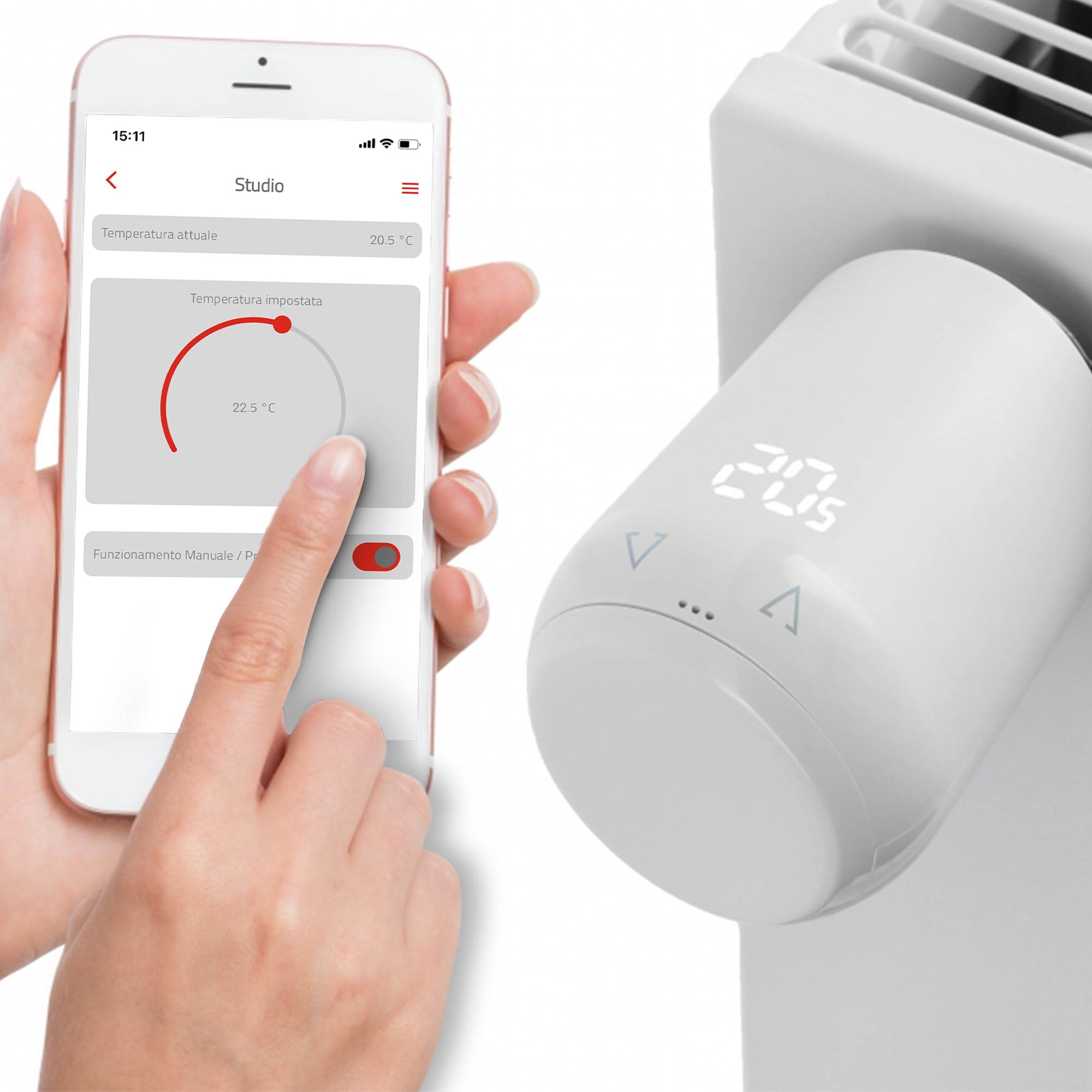 VEMER VE798100 THERMOPRO WIFI - Valvola Termostatica WiFi per Termosifoni con APP, Testa Termostatica Intelligente Smart a Batteria, Bianca