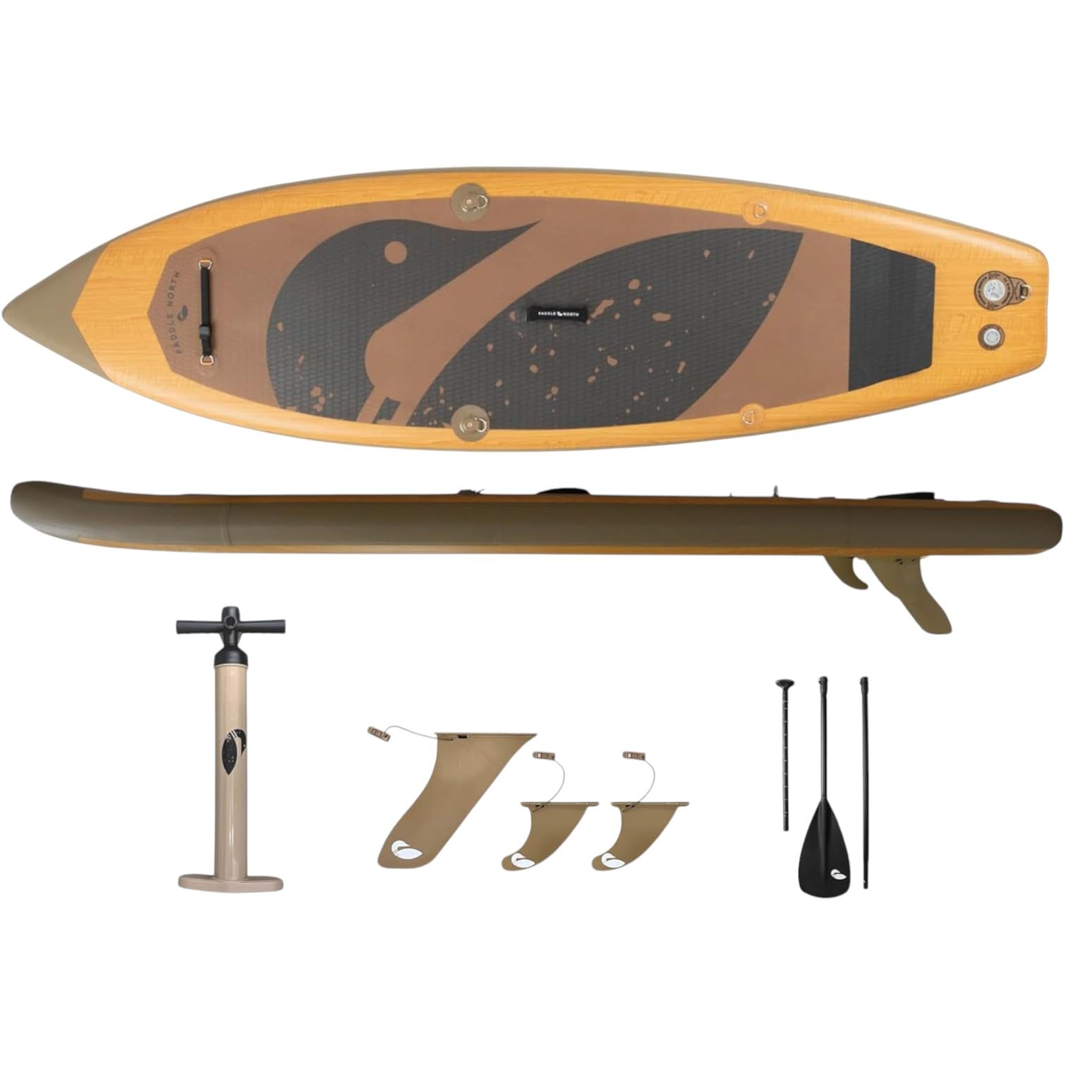 Paddle North Play Inflatable SUP Includes Pump, Adjustable Paddle, 3 Fins, and Shoulder Strap - 9 ft 11 in Lightweight and for All Skill Levels