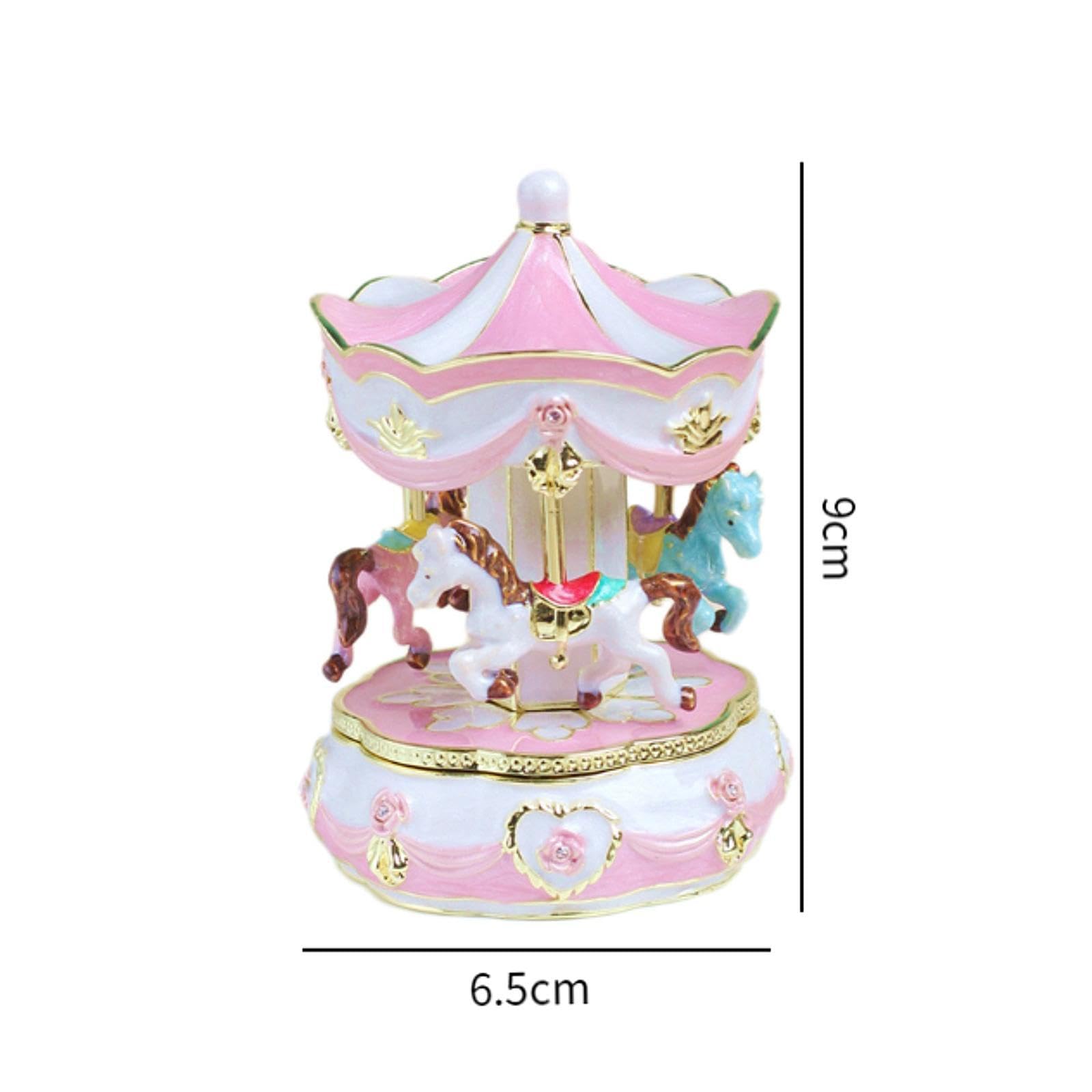 rockible Caja de baratijas de carrusel, joyero con escultura única, caja de recuerdos, estatuilla, organizador de joyas para pendientes, recuerdo, mujeres y