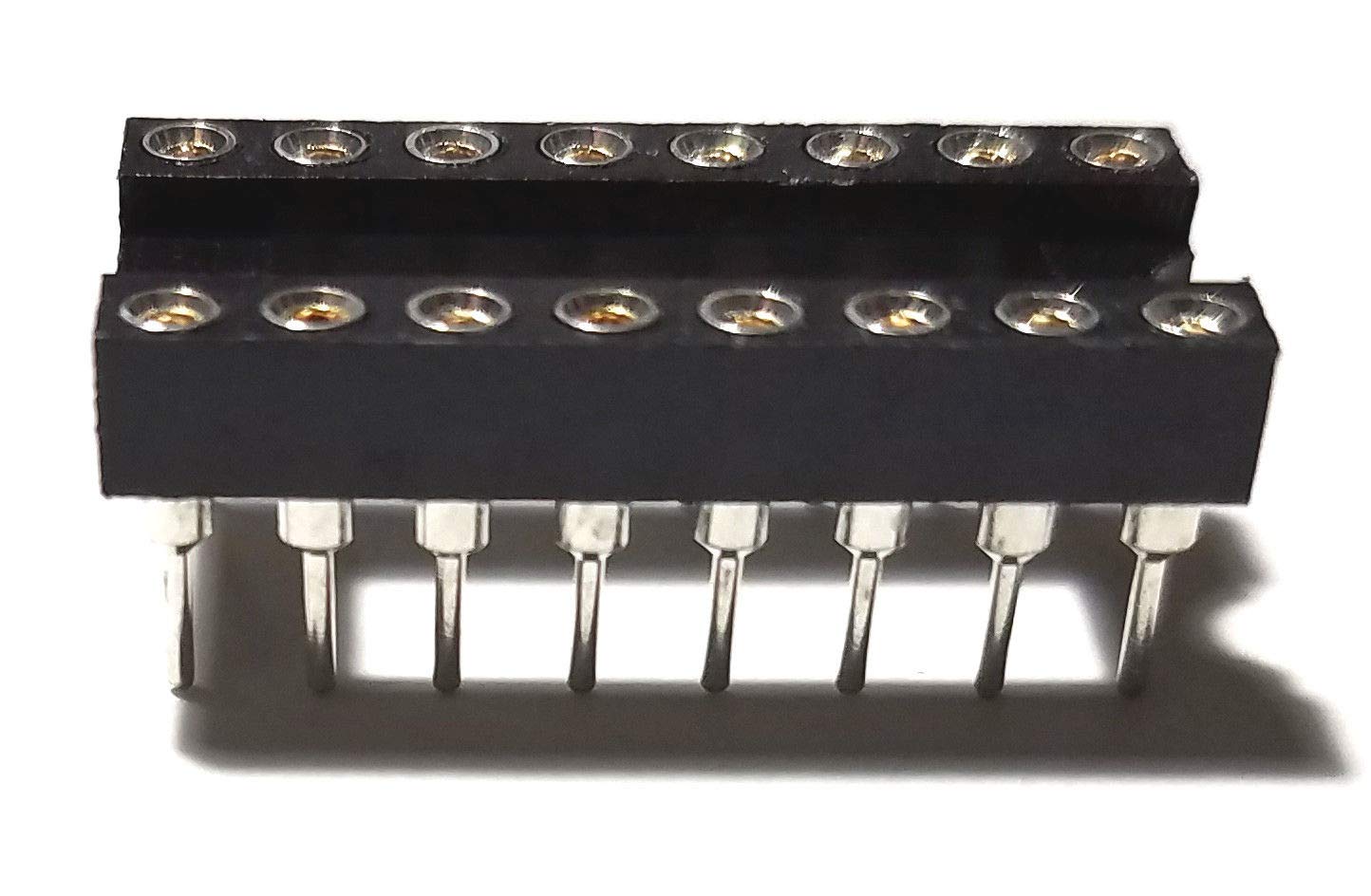 Breadboard-Friendly IC DIP Sockets DIP-16 Machined Round Contact Pins Holes 2.54mm DIP16 DIP 16 (Pack of 50)
