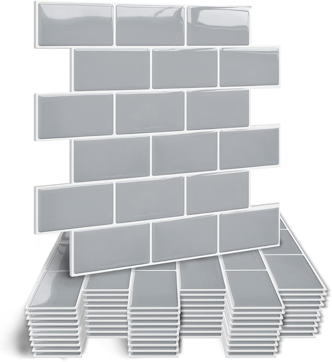 Vancore モザイクタイルシール 3d タイルシール 5枚 30 立体 壁紙シール 洗面所 リメイクシート 耐熱 お気にいる グレー 防水 模様替え はがせる レンガ調 賃貸ok キッチン