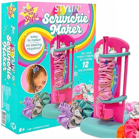 Just My Style D.I.Y. Scrunchie Maker by Horizon Group USA, Design Your Own Colorful Satin Scrunchies Hair Bands, Easy-to-Use Tool & Gemstones Included Cover