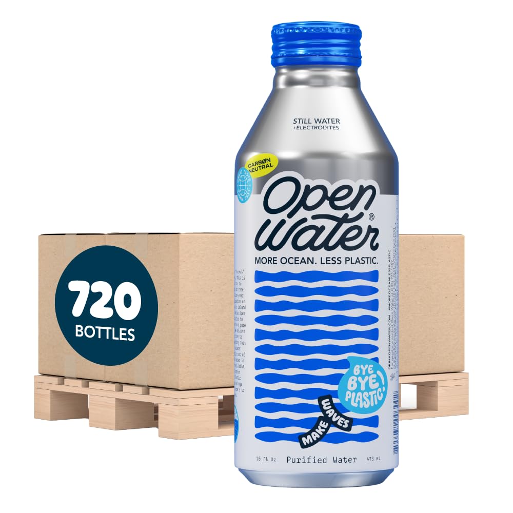 Open Water Still Bottled Water with Electrolytes in 16-oz Aluminum Bottles (Mini Pallet 720 Bottles - Still) | BPA-free and Eco friendly