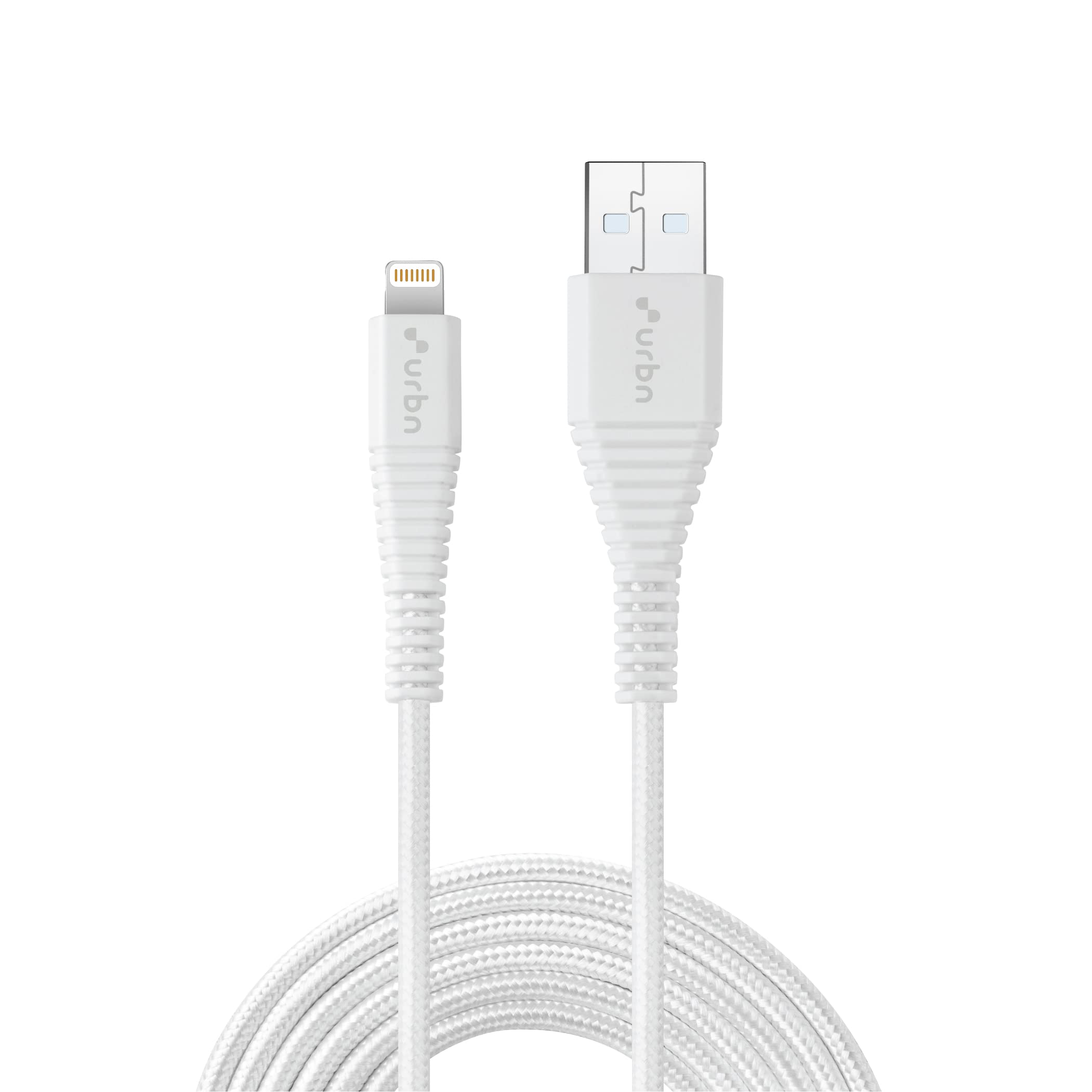 URBN Nylon Braided Apple Certified Lightning to USB Charge and Sync Extra Tough Cable, 4 Feet (1.2 Meters) - White (B09RK6LBN8) Amazon Price History, Amazon Price Tracker