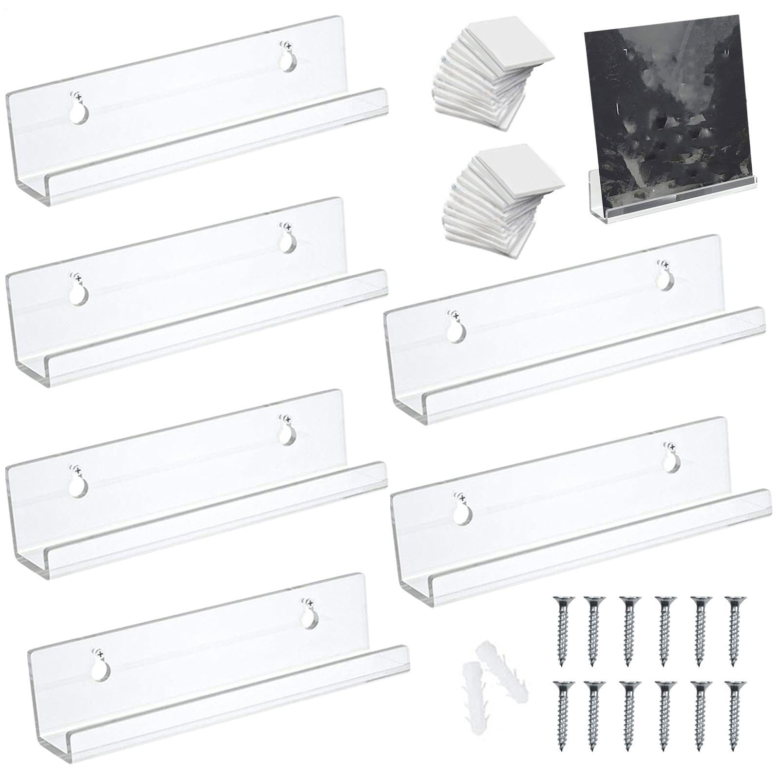 Soporte De Pared De Vinilo - Estante Flotante Sin Perforación,Pantalla De Pared Para Colección De Platos,Para Moderna Sala De Estar Dormitorio Apartamento Amantes De La Música Coleccionistas Libros Y