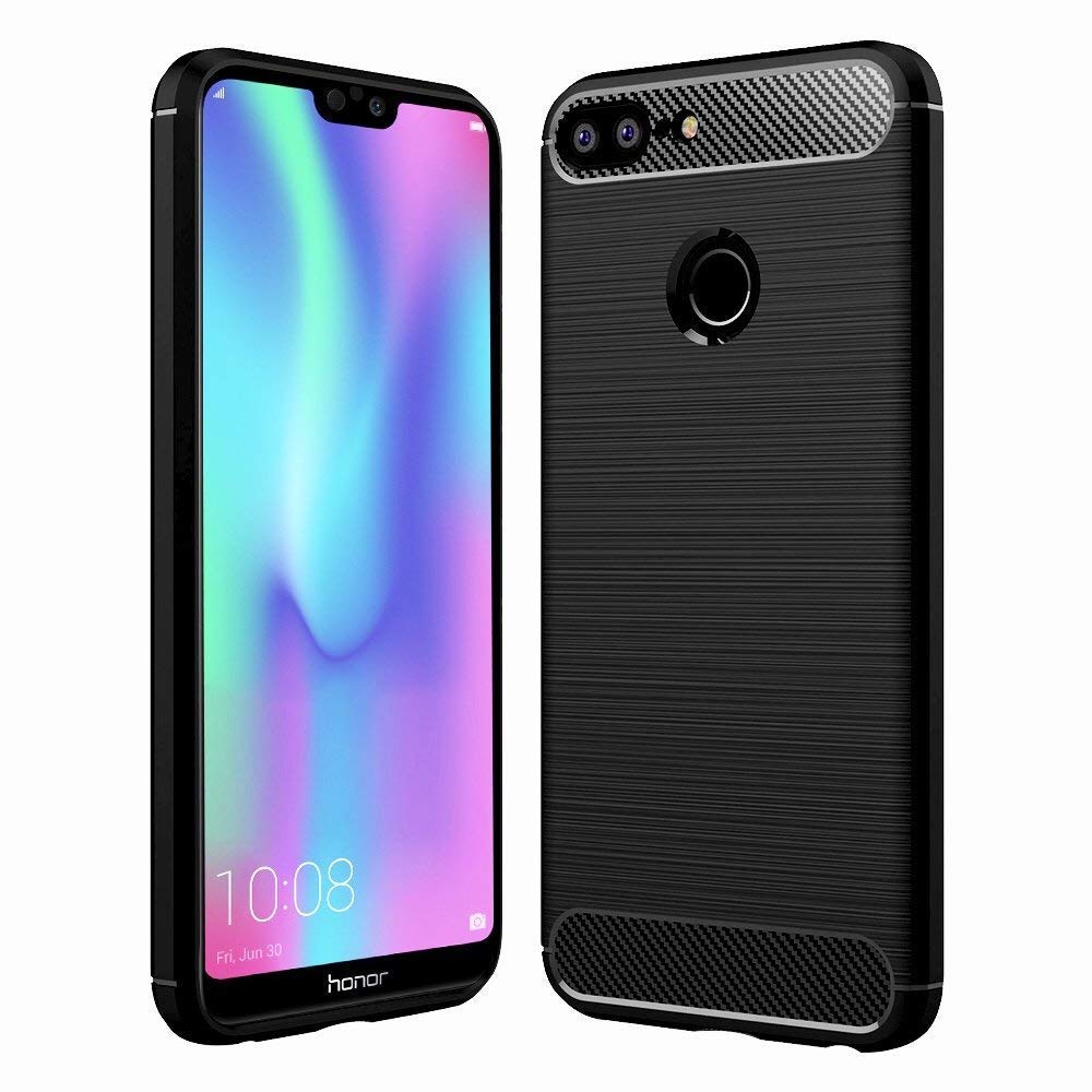 JGD PRODUCTS Carbon Fiber Armor Shock Proof TPU Back Cover for Honor 9N 2018 (Black)