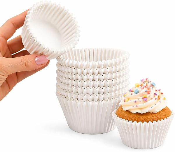 Pirottini in Carta da Forno per Muffin e Cupcake, Monouso, Ideali per Dessert e Fingerfood (BIANCO 100PZ / 7 CM) - 1