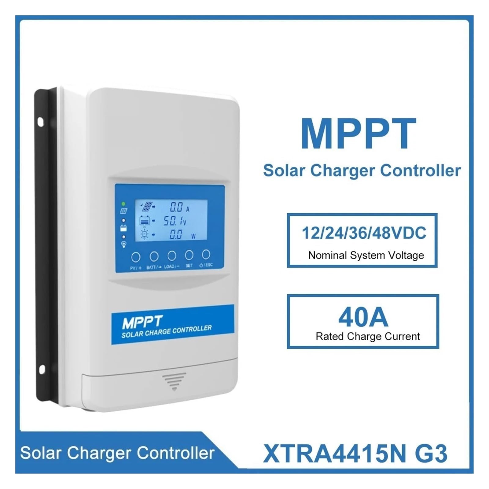 Kontroler ładowania słonecznego, Regulator XTRA Do Energii Słonecznej 30A/40A MPPT Kontroler Ładowania Słonecznego Obsługa Panelu Fotowoltaicznego 150V Litowo/bez Baterii(XTRA3415N-G3 BLE)