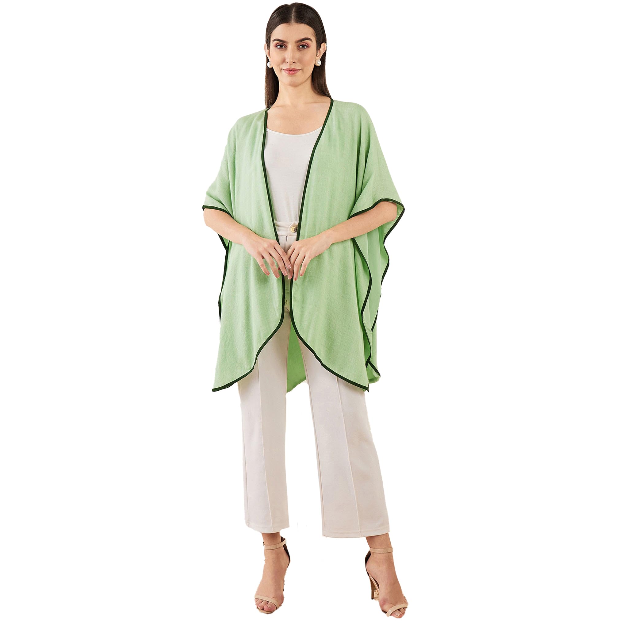 Tea Green Cashmere Cape - Cover-Up for Women by Ramola Bachchan-image-47