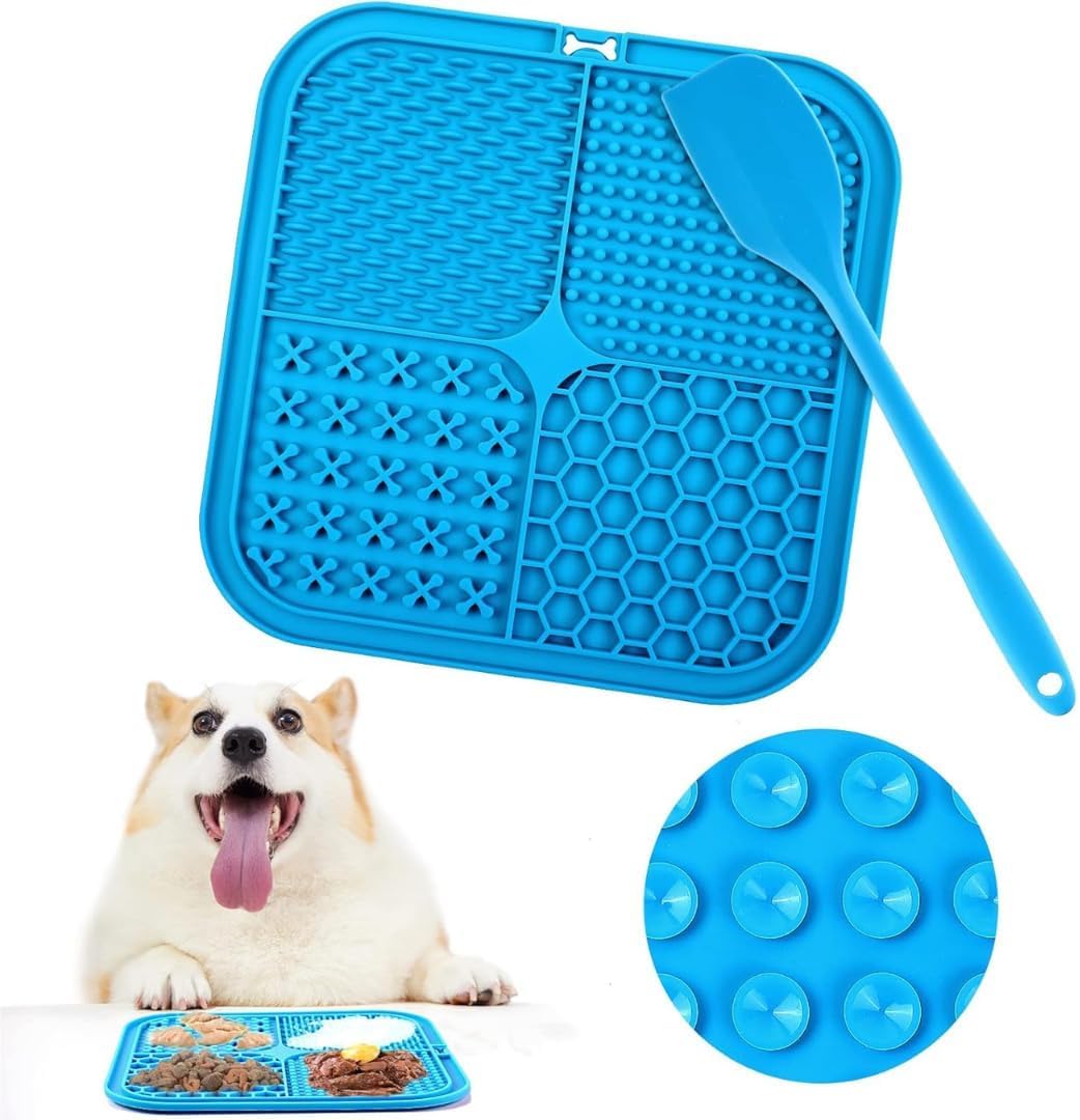 PARENCE.- Tappetino da leccare per cani e gatti - tappetino antistress con ventose, dispenser lento per dolcetti e cibo umido, cibo in silicone - colore casuale