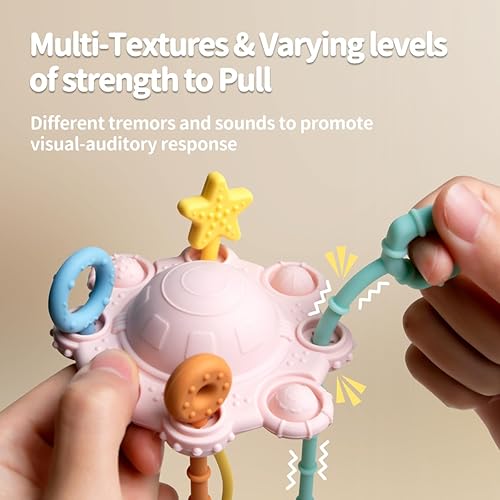 Miniatura 4 de Montesorri-Toys - Juguetes de cuerda para bebé, hechos de 100% silicona de grado alimenticio con función de sonajero integrada y diseño fácil de