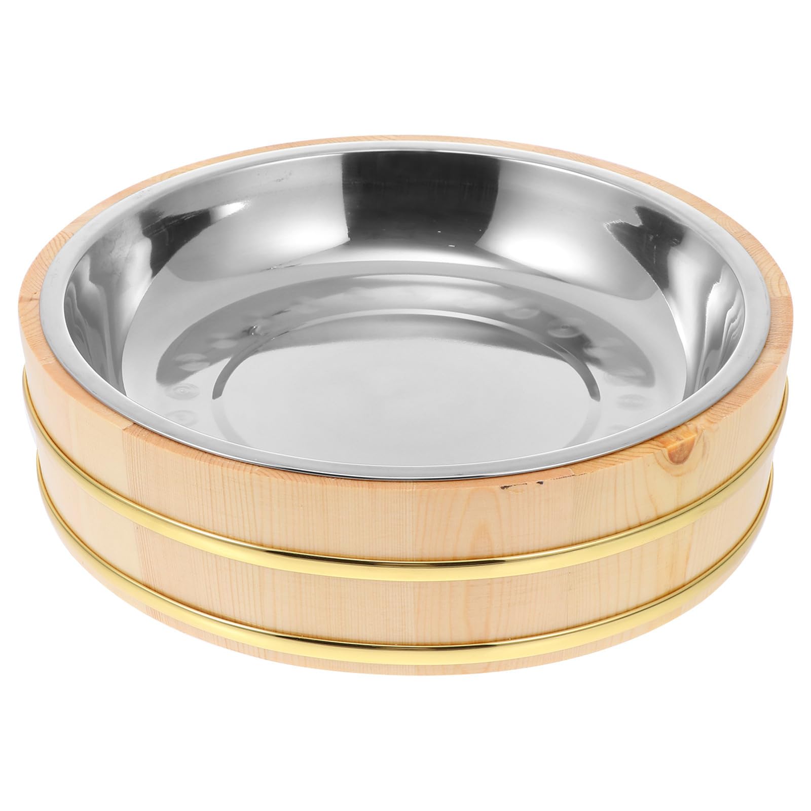 Zerodeko Recipiente de Madera y Acero Inoxidable para Sushi y Bibimbap Diseño Grueso en Forma de Cangrejo de Río para Servir en Cocina y Mesa