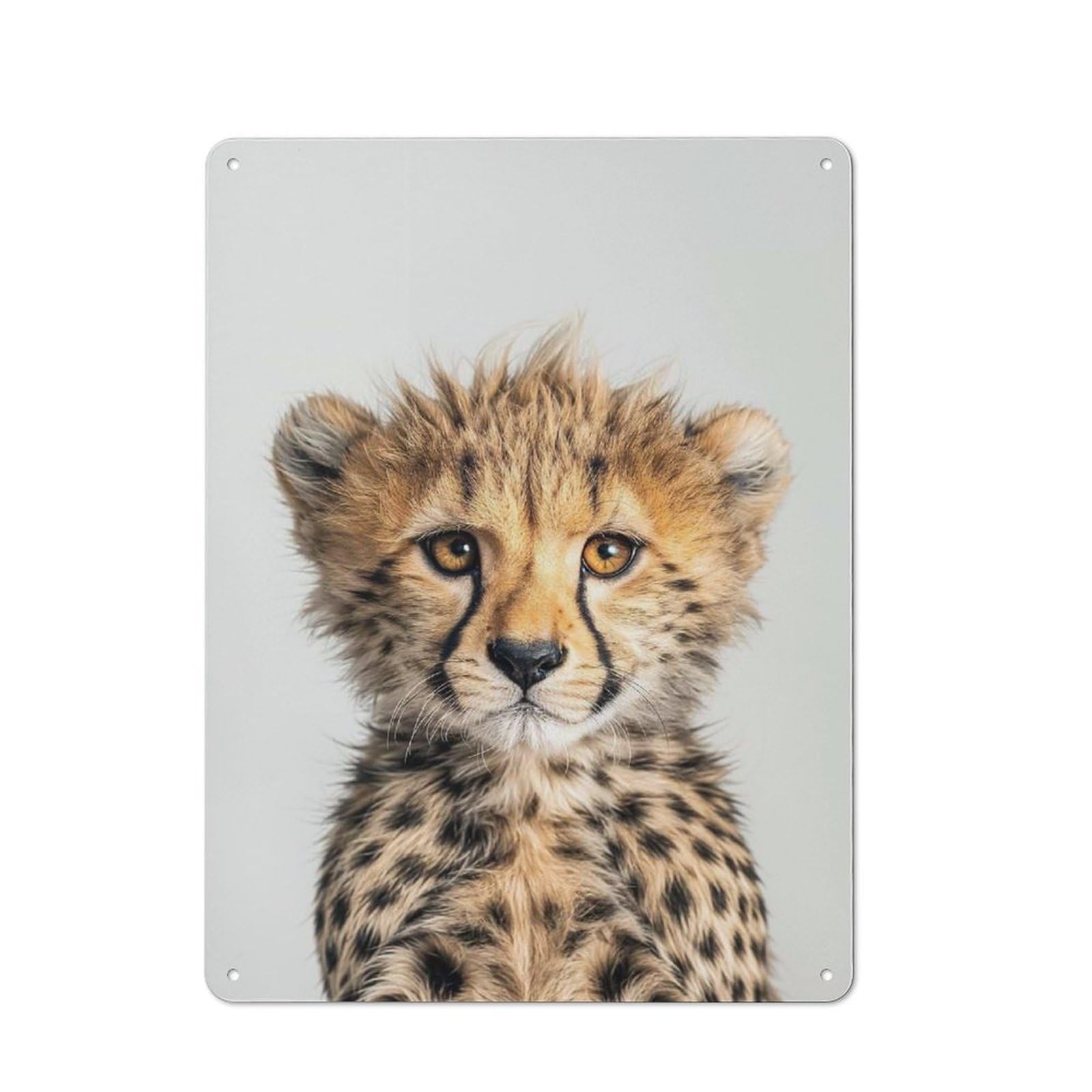 Junmoney Style-20 For Hallway Wall, Cute Baby Cheetah Vintage-Inspired Metal Sign 40X30cm, A Moving-Home Gift For Collectors Of Tin Signs