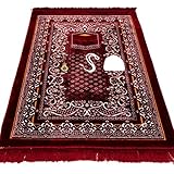 Modefa Turkish Islamic Velvet Prayer Rug - Thick & Wide Soft Praying Carpet for Men & Women - Large