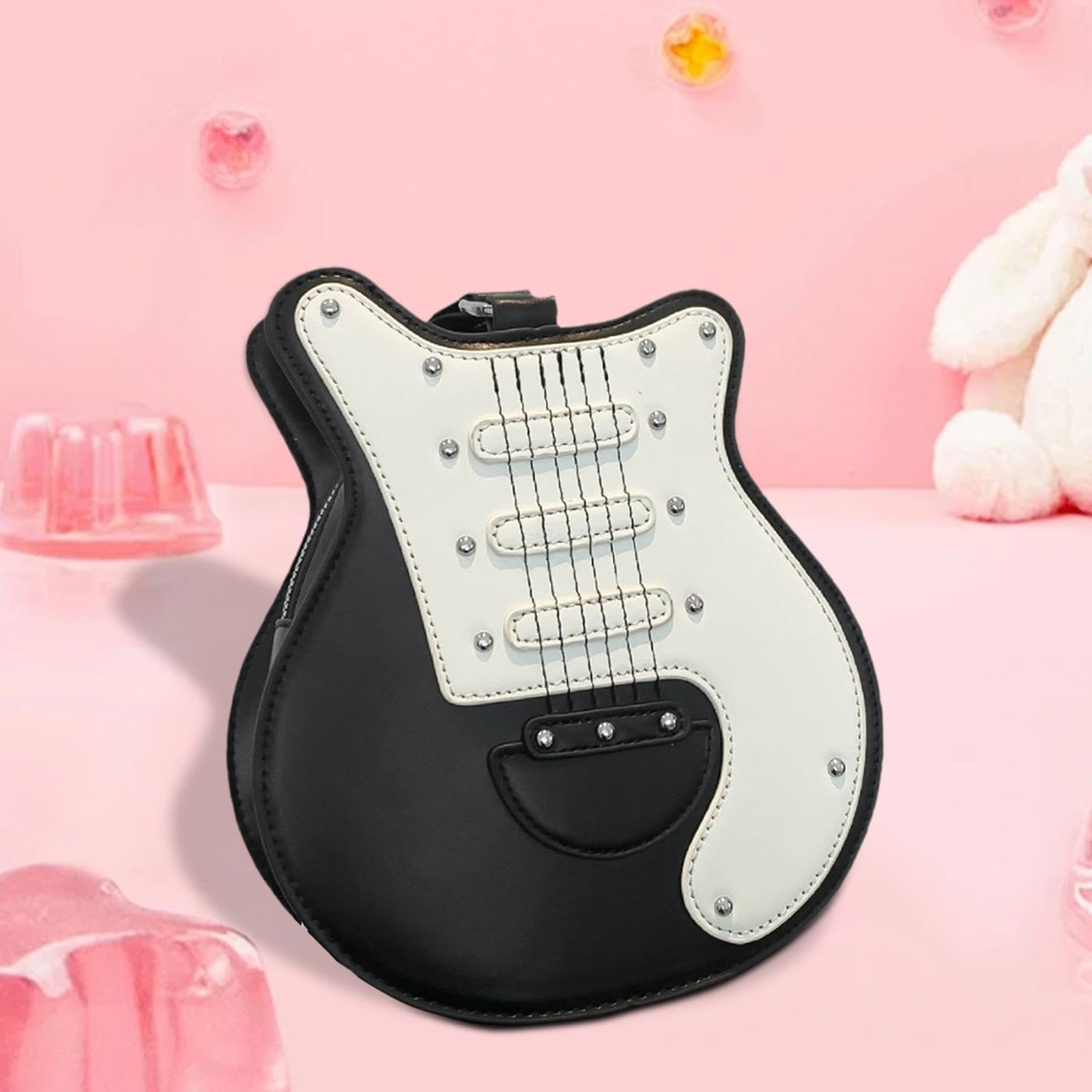 LOVIVER Borsa a tracolla a forma di chitarra da donna borsa creativa per eventi regalo di compleanno spiaggia, Nero