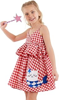 Denokids Deniz Kedisi Kız Çocuk Kırmızı Ekose Elbise