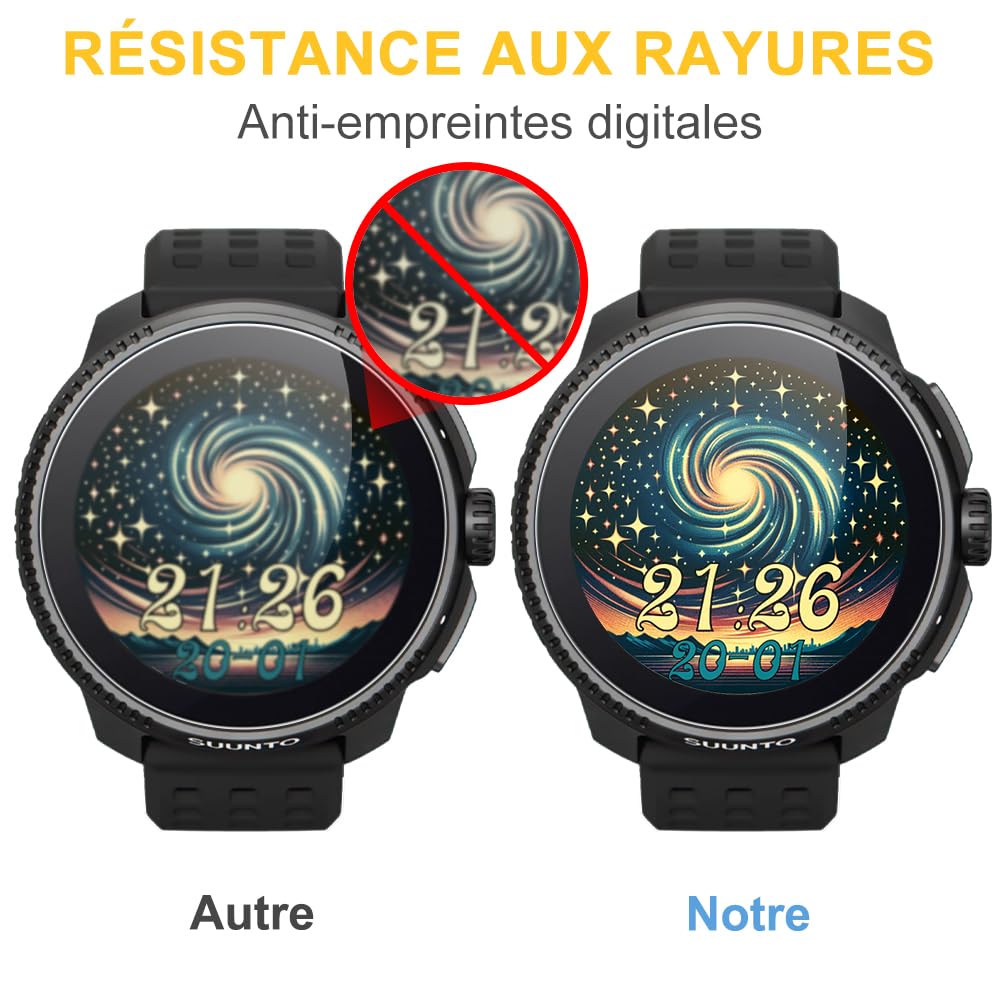 Vitre Protection pour SUUNTO Race, 4 Pièces écran verre trempé [Dureté 9H][HD Claire][Sans Bulless][Anti Rayures] vitre
