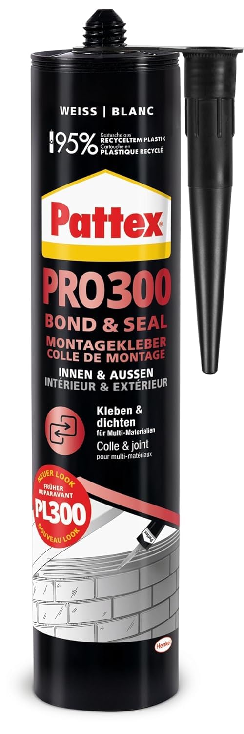 Pattex PRO 300 – 3er Set | Hochleistungs-Montagekleber für extreme Belastungen – ideal für Heimwerker & Profis, starke Soforthaftung ohne Lösungsmittel