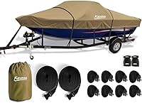 Vista 14 de Kayme Funda de lancha 1200D resistente para embarcaciones de hasta 15 pies - Impermeable, resistente a rasgaduras con correas reforzadas a prueba