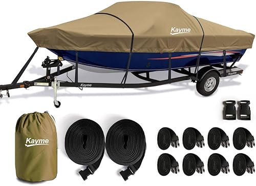 Vista 14 de Kayme Cubierta de barco resistente de 1200D para embarcaciones de 20-22 pies - Impermeable, resistente a rasgaduras con correas reforzadas a prueba