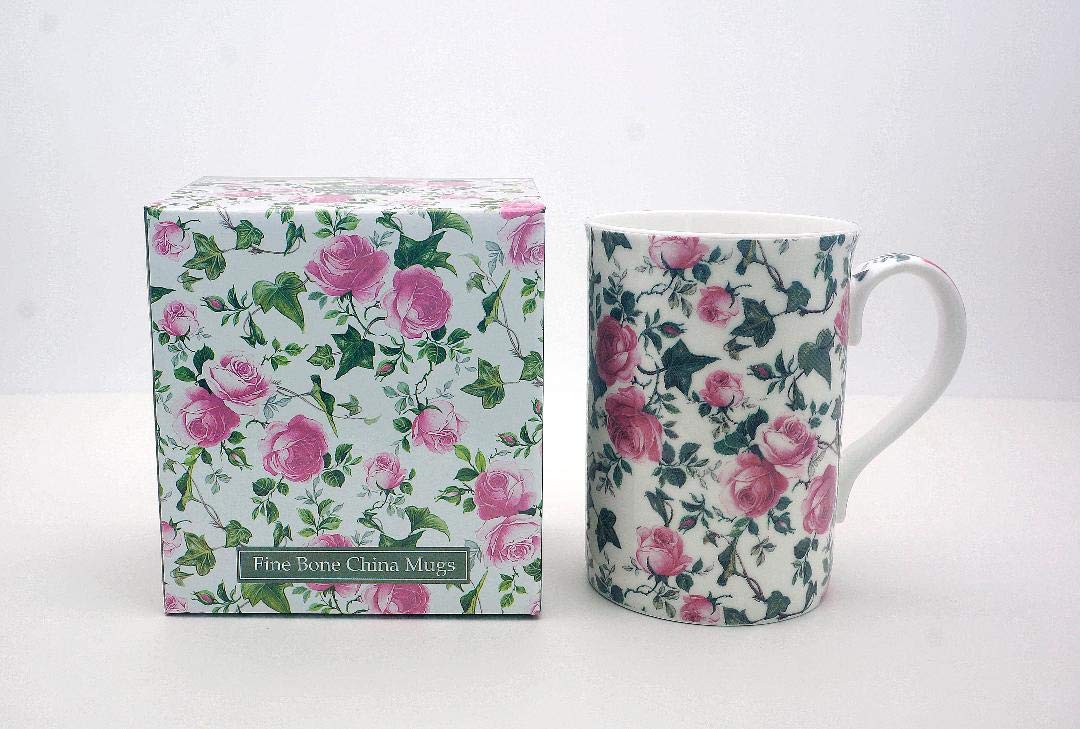 FINE Bone China Set of 6 Ivy Rose Individually Boxed Mugs Free UK DELIVERY
